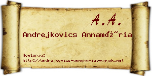 Andrejkovics Annamária névjegykártya